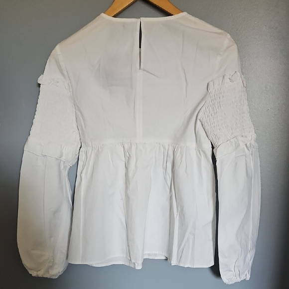Maje White Smocked Blouse - Picture 12 of 15